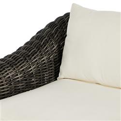 Celina Coastal Cream Upholstered Charcoal Teak Outdoor Arm Chair|