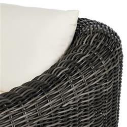 Celina Coastal Cream Upholstered Charcoal Teak Outdoor Arm Chair|