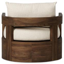 Aviel Rustic Lodge Beige Upholstered Teak Outdoor Swivel Chair|