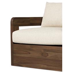 Aviel Rustic Lodge Beige Upholstered Teak Outdoor Swivel Chair|