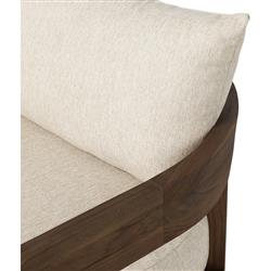 Aviel Rustic Lodge Beige Upholstered Teak Outdoor Swivel Chair|