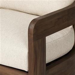 Aviel Rustic Lodge Beige Upholstered Teak Outdoor Swivel Chair|