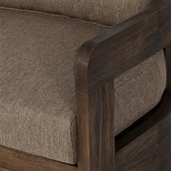 Aviel Rustic Lodge Brown Upholstered Teak Outdoor Swivel Chair|