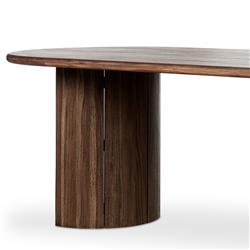 Paris Rustic Lodge Brown Teak Outdoor Oval Dining Table - 94"|