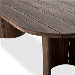 Paris Rustic Lodge Brown Teak Outdoor Oval Dining Table - 94"|