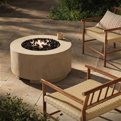 Delroi Industrial Natural Concrete Gas Round Outdoor Fire Pit Table|