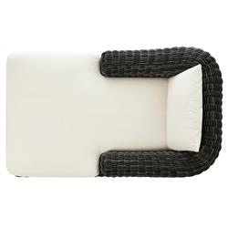 Celina Coastal Cream Upholstered Charcoal Teak Outdoor Chaise Lounge|