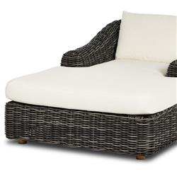 Celina Coastal Cream Upholstered Charcoal Teak Outdoor Chaise Lounge|