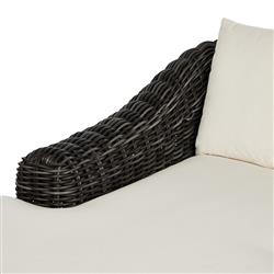 Celina Coastal Cream Upholstered Charcoal Teak Outdoor Chaise Lounge|