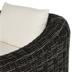 Celina Coastal Cream Upholstered Charcoal Teak Outdoor Chaise Lounge|