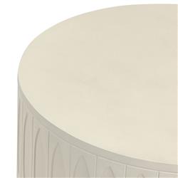 Jeremy Modern Classic White Concrete Round Outdoor Drum End Table|