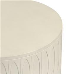 Jeremy Modern Classic White Concrete Round Outdoor Drum End Table|