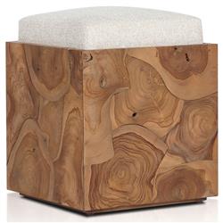 Thorn Coastal Beach Brown Teak Root Outdoor Stool|