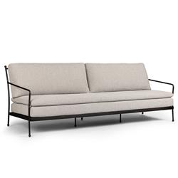 Gretchen French Country Grey Upholstered Black Aluminum Outdoor Sofa - 96"|