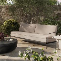 Gretchen French Country Grey Upholstered Black Aluminum Outdoor Sofa - 96"|