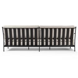 Gretchen French Country Grey Upholstered Black Aluminum Outdoor Sofa - 96"|