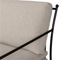 Gretchen French Country Grey Upholstered Black Aluminum Outdoor Sofa - 96"|