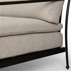 Gretchen French Country Grey Upholstered Black Aluminum Outdoor Sofa - 96"|