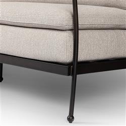 Gretchen French Country Grey Upholstered Black Aluminum Outdoor Sofa - 96"|