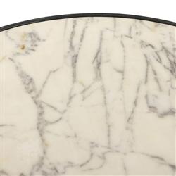 Berlin Modern Classic White Marble Grey Aluminum Round Outdoor End Table|