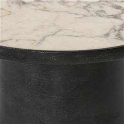 Berlin Modern Classic White Marble Grey Aluminum Round Outdoor End Table|