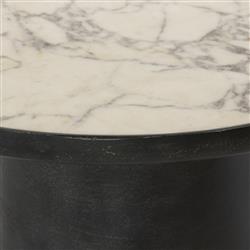 Berlin Modern Classic White Marble Grey Aluminum Round Outdoor End Table|