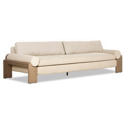Sandari Modern Classic Beige Upholstered Teak Outdoor Sofa - 104.25"|