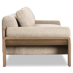 Sandari Modern Classic Beige Upholstered Teak Outdoor Sofa - 104.25"|