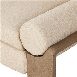 Sandari Modern Classic Beige Upholstered Teak Outdoor Sofa - 104.25"|