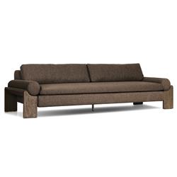 Sandari Modern Classic Brown Upholstered Teak Outdoor Sofa - 104.25"|