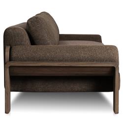 Sandari Modern Classic Brown Upholstered Teak Outdoor Sofa - 104.25"|