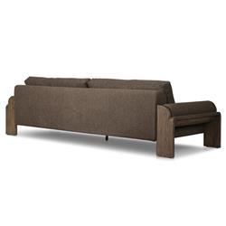 Sandari Modern Classic Brown Upholstered Teak Outdoor Sofa - 104.25"|