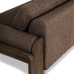 Sandari Modern Classic Brown Upholstered Teak Outdoor Sofa - 104.25"|