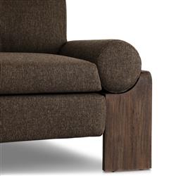 Sandari Modern Classic Brown Upholstered Teak Outdoor Sofa - 104.25"|