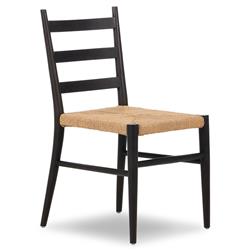 Leda Rustic Lodge Black Teak Wood Outdoor Ladderback Dining Chair|