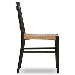 Leda Rustic Lodge Black Teak Wood Outdoor Ladderback Dining Chair|