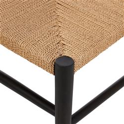 Leda Rustic Lodge Black Teak Wood Outdoor Ladderback Dining Chair|