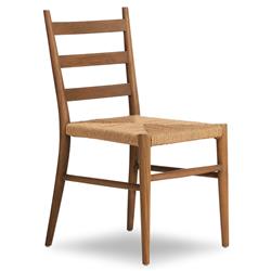 Leda Rustic Lodge Brown Teak Wood Outdoor Ladderback Dining Chair|