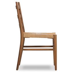 Leda Rustic Lodge Brown Teak Wood Outdoor Ladderback Dining Chair|