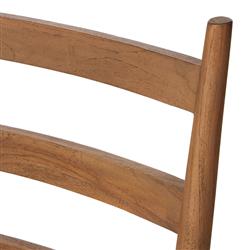 Leda Rustic Lodge Brown Teak Wood Outdoor Ladderback Dining Chair|