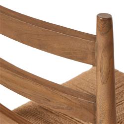 Leda Rustic Lodge Brown Teak Wood Outdoor Ladderback Dining Chair|