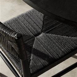 Mable Coastal Beach Black Wicker Teak Outdoor Dining Chair|