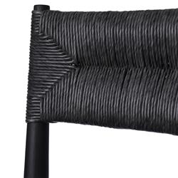 Mable Coastal Beach Black Wicker Teak Outdoor Dining Chair|