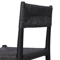 Mable Coastal Beach Black Wicker Teak Outdoor Dining Chair|