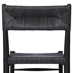 Mable Coastal Beach Black Wicker Teak Outdoor Dining Chair|