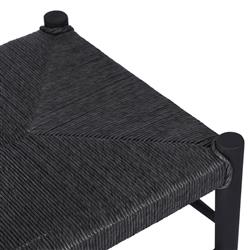 Mable Coastal Beach Black Wicker Teak Outdoor Dining Chair|