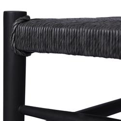 Mable Coastal Beach Black Wicker Teak Outdoor Dining Chair|