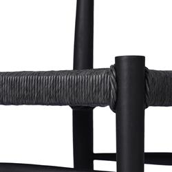 Mable Coastal Beach Black Wicker Teak Outdoor Dining Chair|