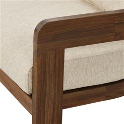 Aviel Rustic Lodge Beige Upholstered Teak Outdoor Sofa - 96"|