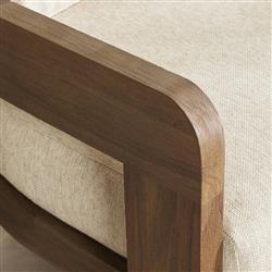 Aviel Rustic Lodge Beige Upholstered Teak Outdoor Sofa - 96"|